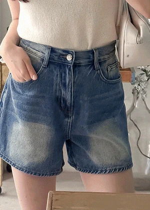 베크닌 데님 와이드 숏 팬츠 청바지