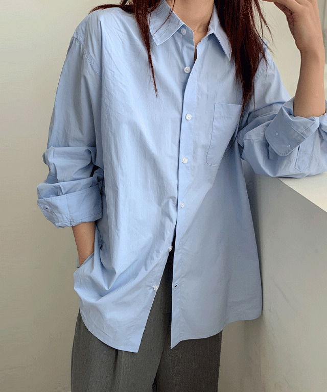 포렌스 카라 포켓 오버핏 코튼 셔츠
