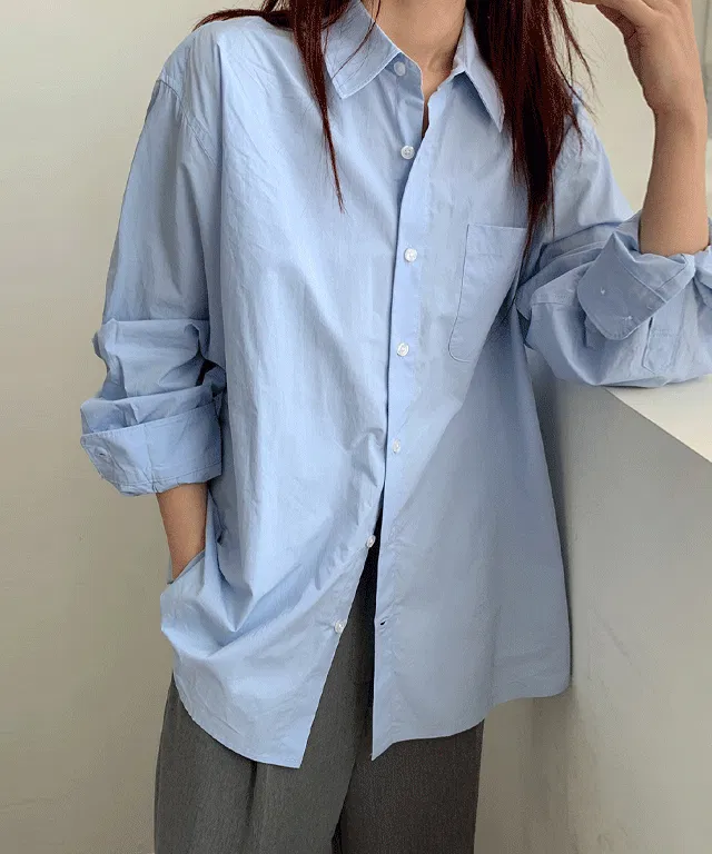 포렌스 카라 포켓 오버핏 코튼 셔츠
