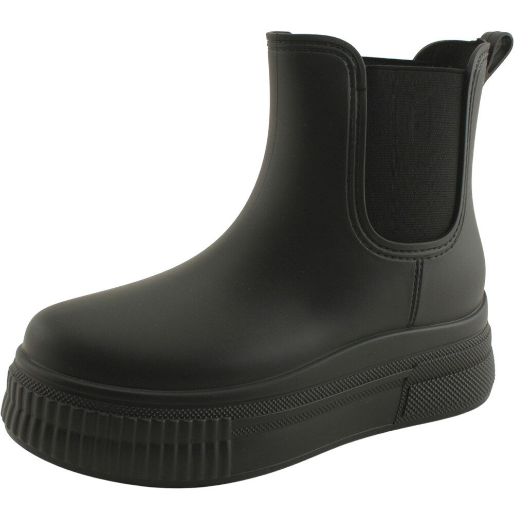 Chelsea Ankle Boots Block Heel Rain Boots 4cm Black