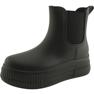 Chelsea Ankle Boots Block Heel Rain Boots 4cm Black