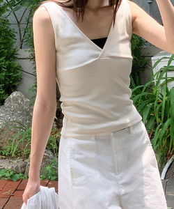 Gramming Spandex V-Neck Ribbed Sleeveless -3color