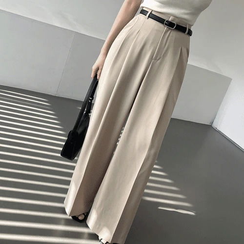 Ganadaran Ned luxurious high waist two pin tuck wide slacks 2 colors