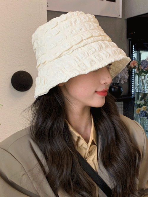 Pom Pom Embossed Bucket Hat H#YW050
