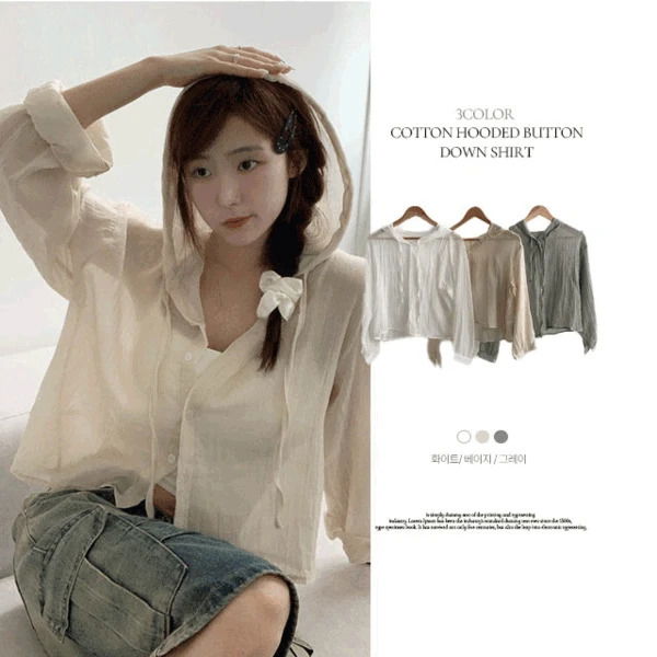 休閒寬鬆棉質水手領繫帶襯衫