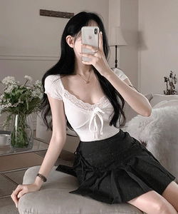 Tots Lace Ribbon Ringle Short Sleeve T-Shirt