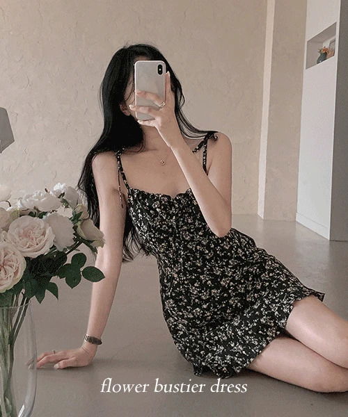 Catherine Flower Bustier Mini Dress