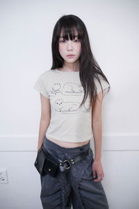 line cat crop top