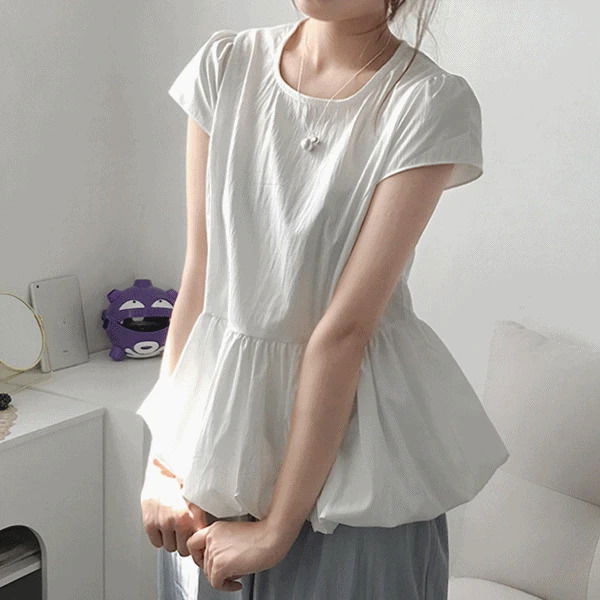 Oreo Pumpkin Balloon Short Sleeve Blouse 2 Colors