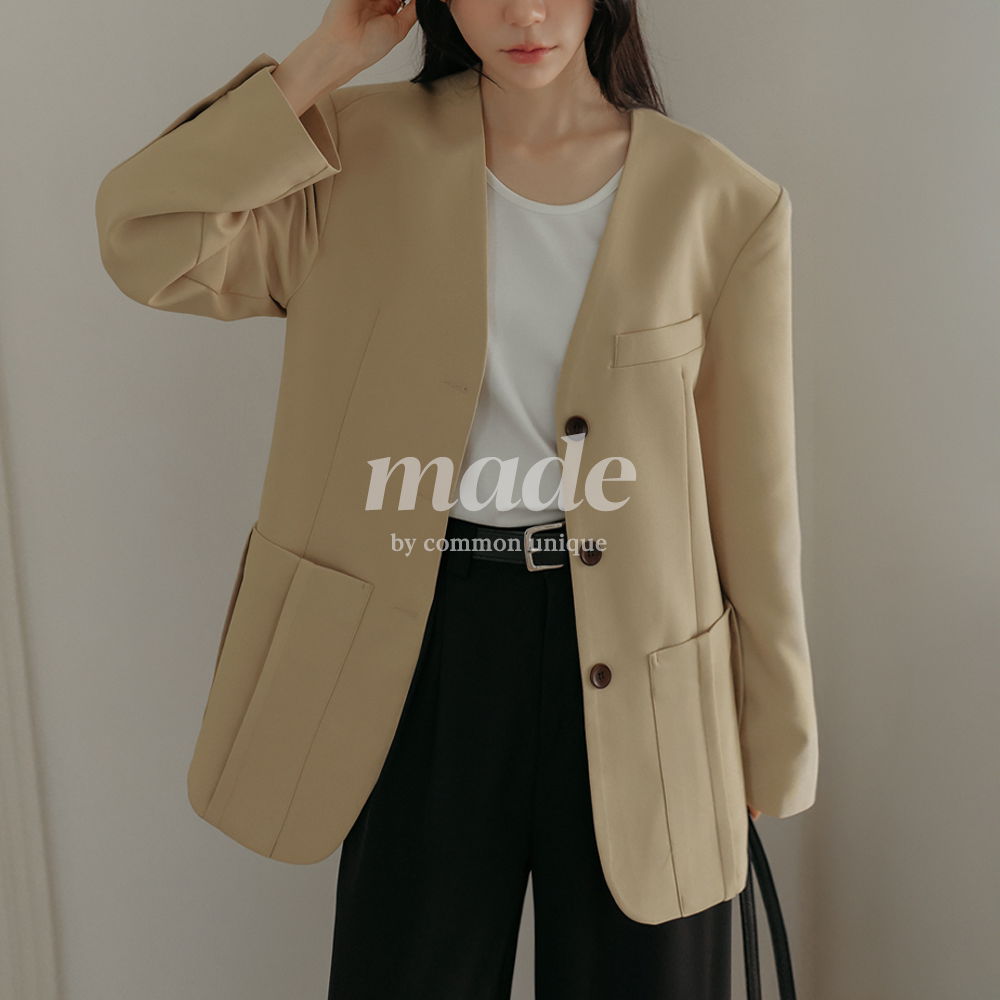 Direl Boxy Big Pocket No Collar Jacket
