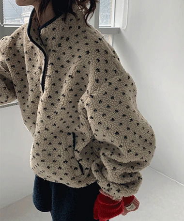 Double Blue Heart Dot Overfit Fleece Man to Sweatshirt