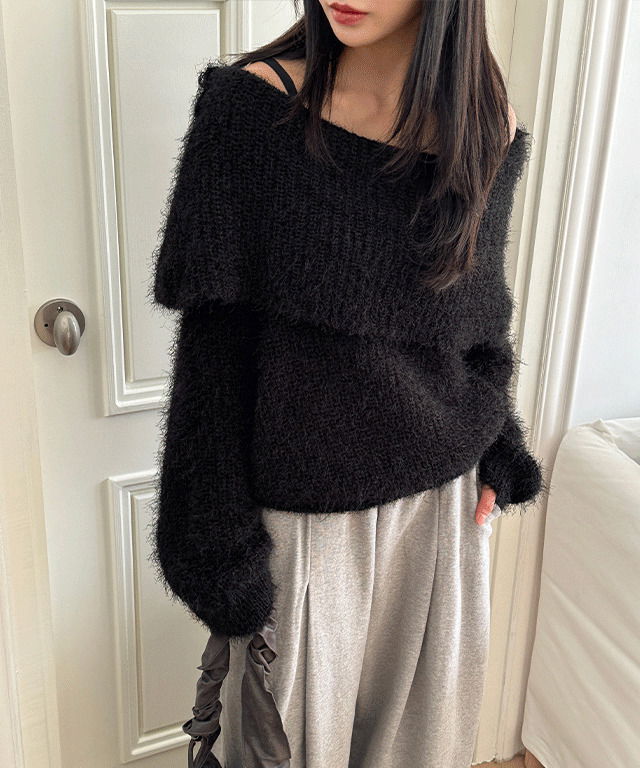 Shuto Hairy Off Shoulder Knitwear 
