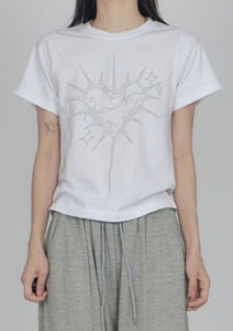 Heart Horn Printed Short Sleeve T-Shirt TS038