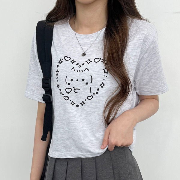 Lovely cat short sleeve crop top