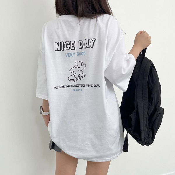 Day Bear Back Lettering Overfit Short Sleeve T-Shirt 短袖上衣