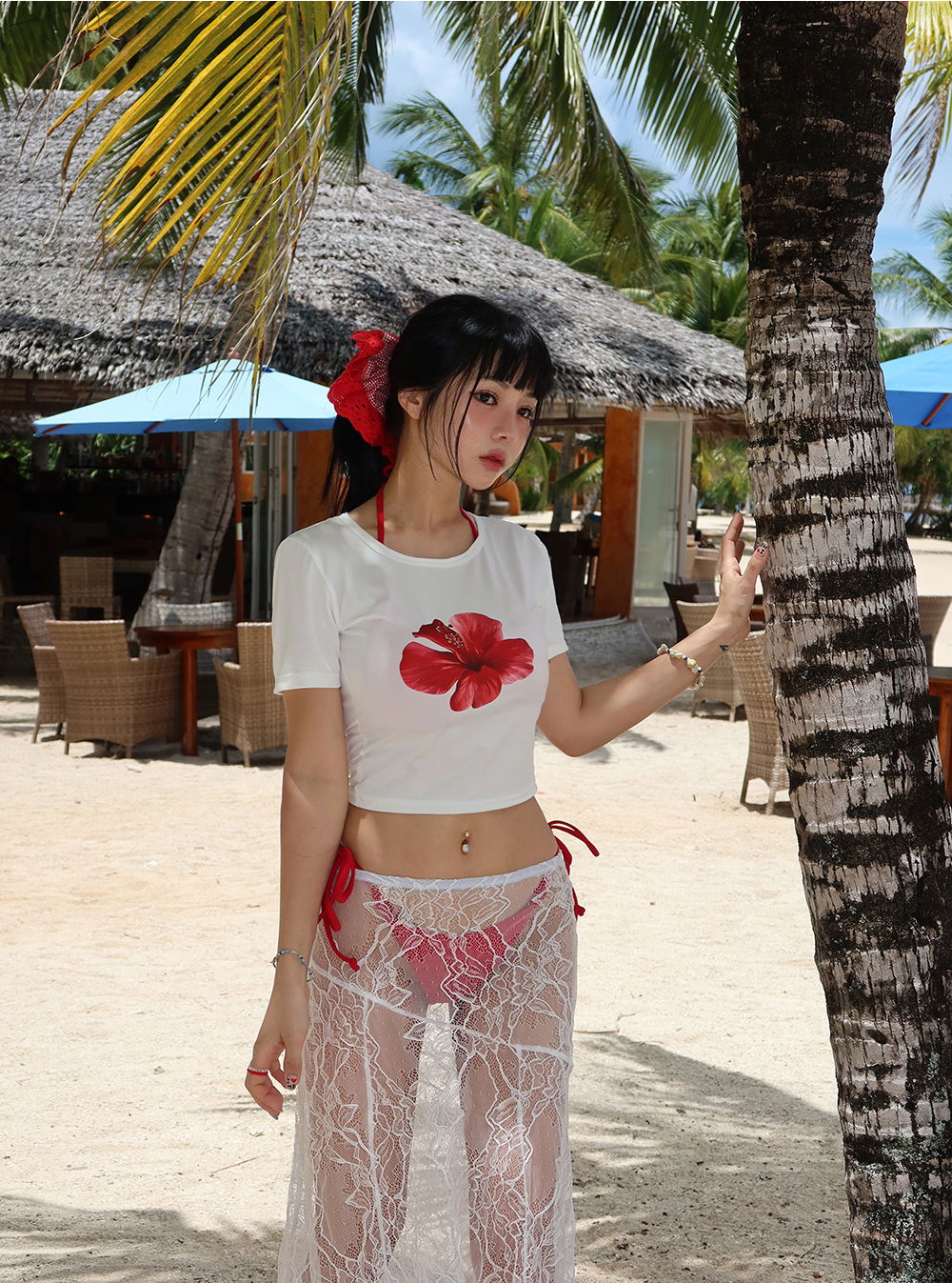 반팔 티셔츠 모델 착용 이미지-S1L111