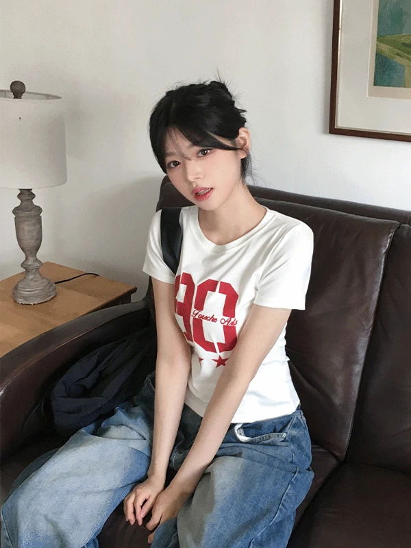 배디 프린팅 슬림 반팔티 (4color)