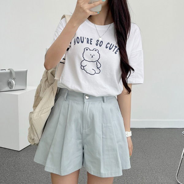 Cute Bear Short Sleeve Crop Tee