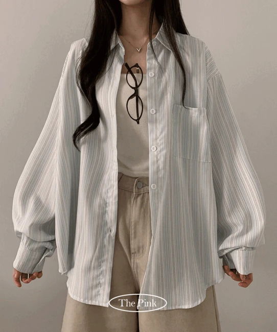 Pine Overfit Striped Long Sleeve Shirt