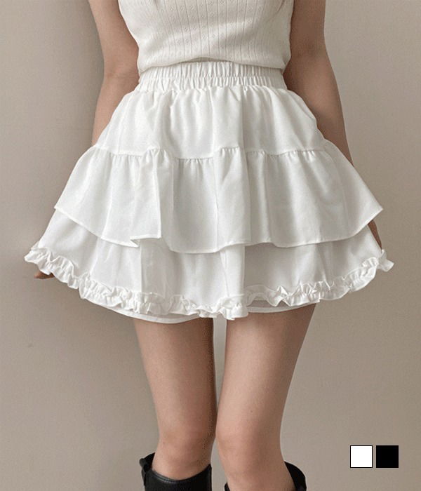 Luna Frill Lace Cancan Chiffon Mini Skirt