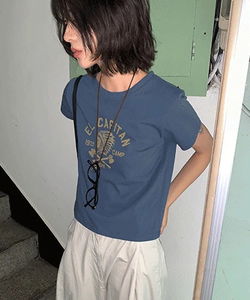 Bapay Vintage Print Short Sleeve T-Shirt