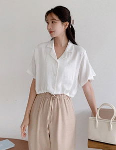Strappy cropped collar shirt Shirt