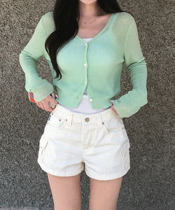 Gru See-Through Crop Cardigan -5 Colors