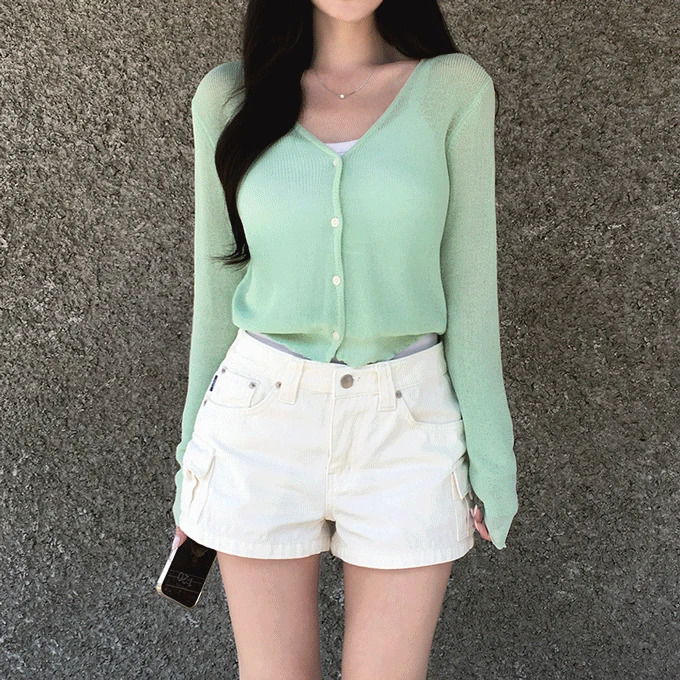 그루 시스루 크롭 가디건 -5 color