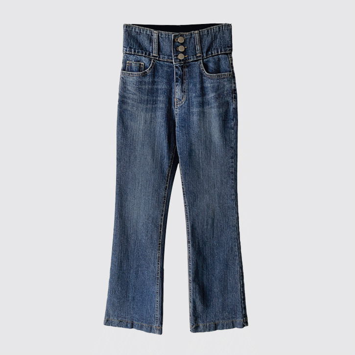 Line Correction 2 3 Button Semi Flared Denim Pants 牛仔褲