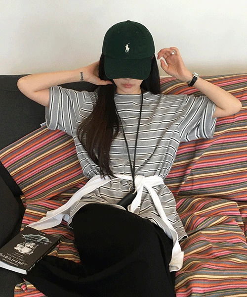 Vintage sensibility Striped Loose-fit short-sleeved T-shirt