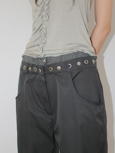 EYELET DOUBLE WAIST PANTS