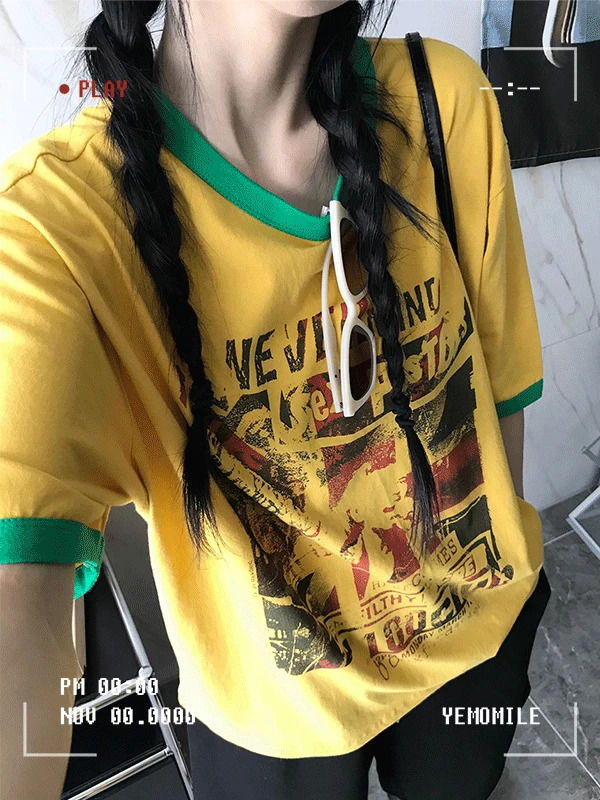 Hello Color Block Short Sleeve T-Shirt