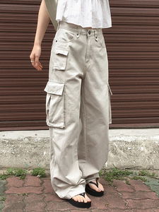 Porter Summer Cotton Cargo Pocket Wide Pants