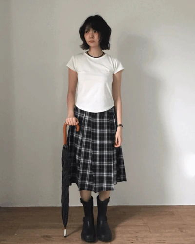 Rhonda Check Button Skirt *All colors available for same-day shipping