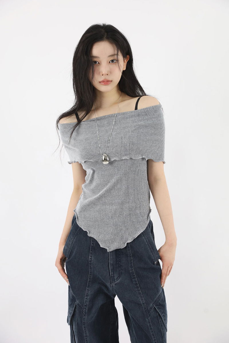 Jay Two Tone Off Shoulder Tee