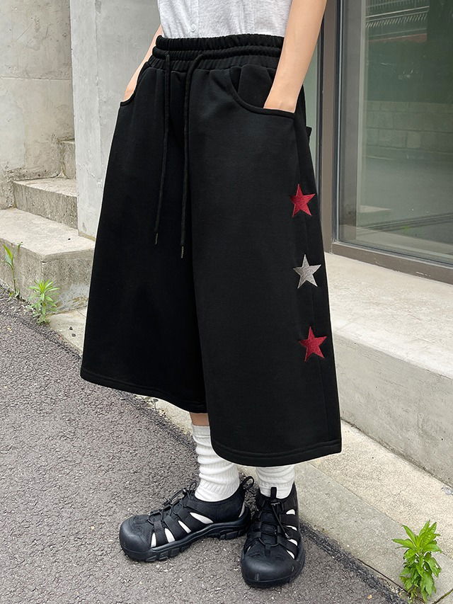 Big size S-2XL Stardeen unisex star embroidery banding string Bermuda banding pants shorts rainy season look