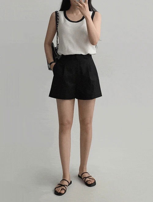 Color Block Linen Sleeveless -3color