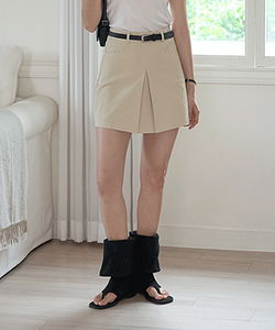 Veil Belt Set Pintuck Mini Skirt