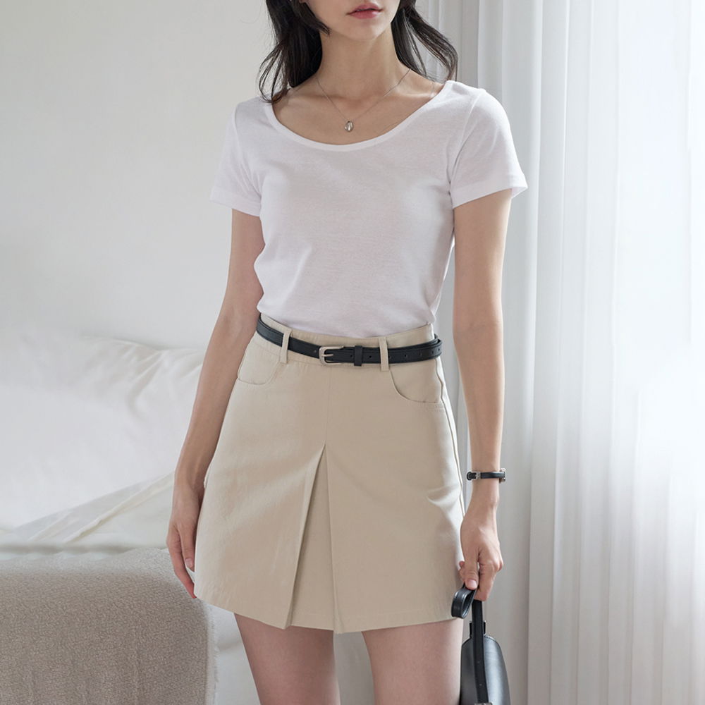 Elvie Basic Cotton U Neck Slim 1/2 T
