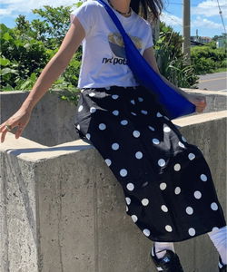 Big dot waistband balloon fit flare long summer dot skirt 2 colors