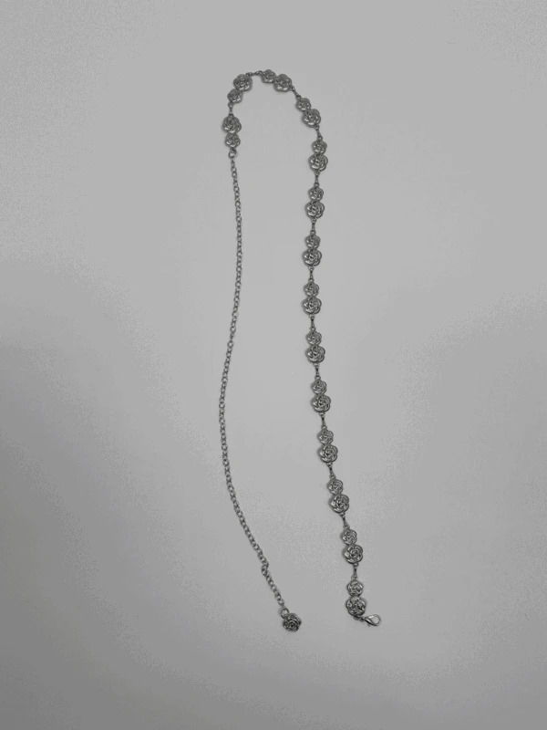 플라워 실버 체인 벨트