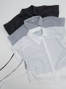 Paper Uneven Strap Short Sleeve Blouse