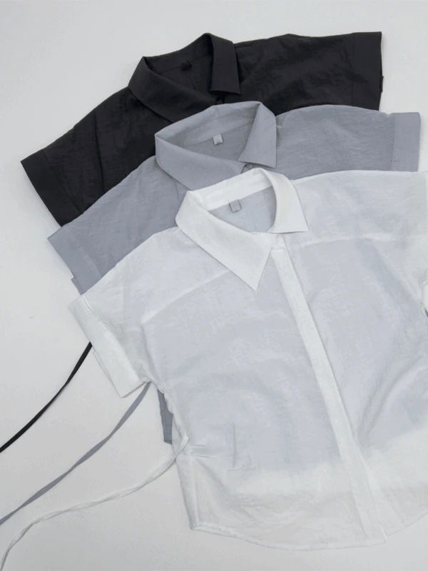 Paper Uneven Strap Short Sleeve Blouse