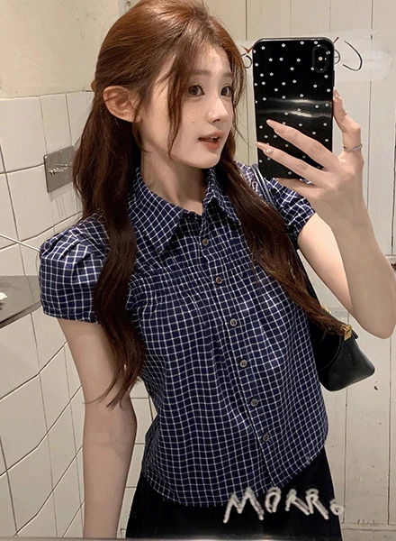 페코 퍼프 체크 셔츠