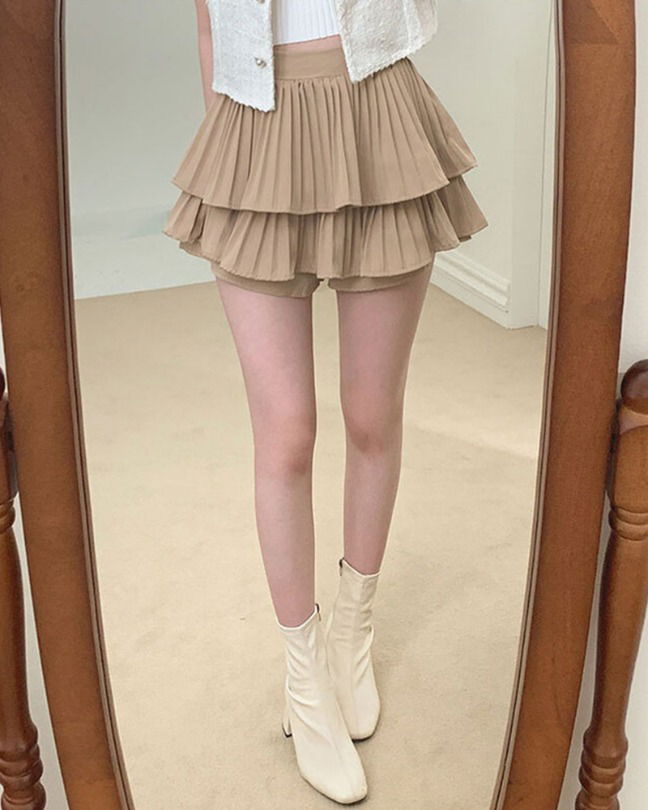 Cute cancan pleats skirt pants