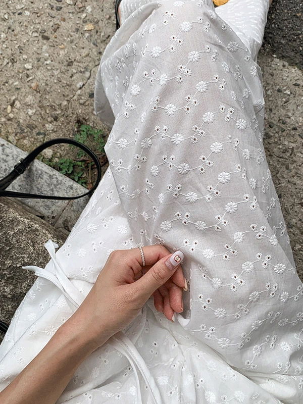 蕾絲鏤空鬆緊腰長褲