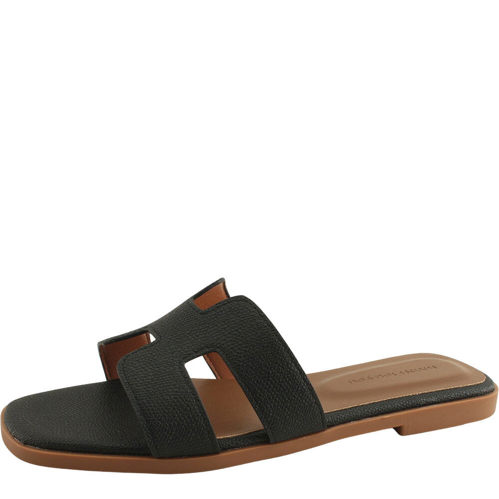 Modern Vampy Flat Mule Slippers Black
