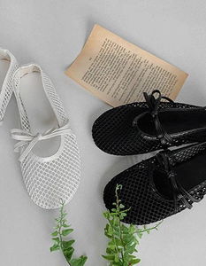 Mesh see-through 2 summer ribbed flat shoes