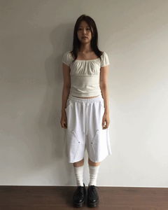 リベットバミューダスウェットショーツ