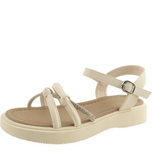 Cubic Slim Cross Strap Flat Sandals 3cm Beige